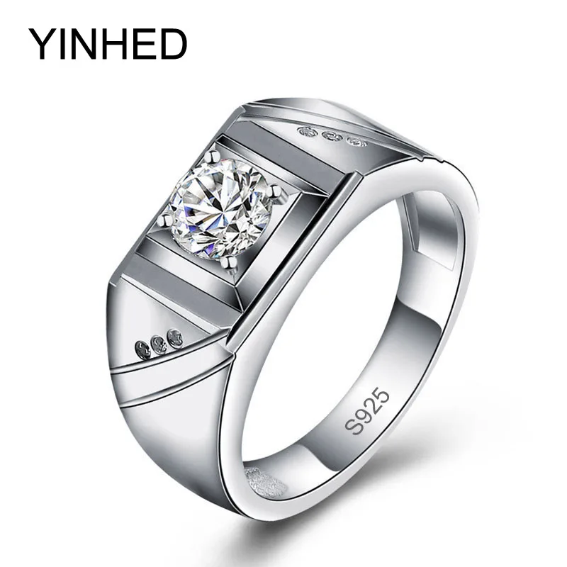 yinhed brand male engagement jewelry rings real 925 sterling silver ring simulated cz diamant wedding rings - Male Wedding Rings yinhed brand male engagement jewelry rings real 925 sterling silver ring simulated cz diamant wedding rings - Male Wedding Rings