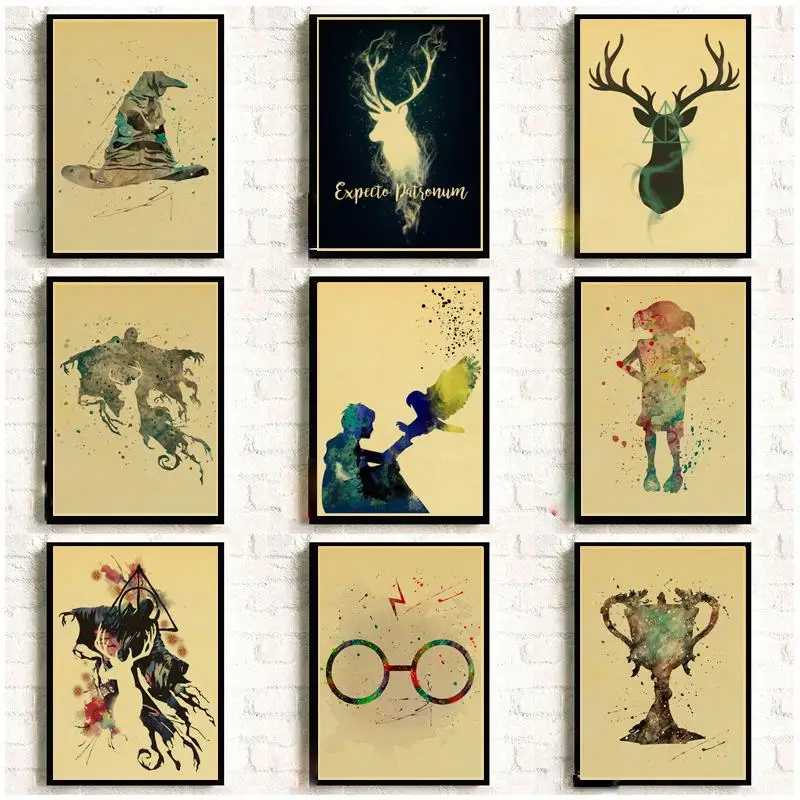 

Harry Potter Characters painting Vintage Posters For Home Decor kraft Paper high quality poster wall sticker