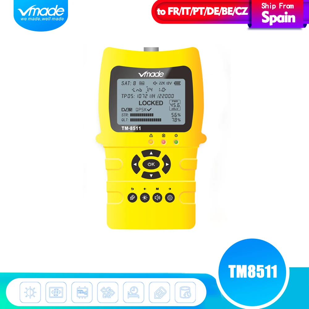 

Original satlink satellite finder Tm8511 FTA C&KU Band With LCD Display 2.1 inch DVB-S2 / S Meter Finder free shipping PK WS6693