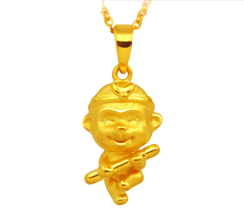 Подвеска в виде китайской обезьяны из желтого золота 999 пробы 24 к|pendant murano|gold heart