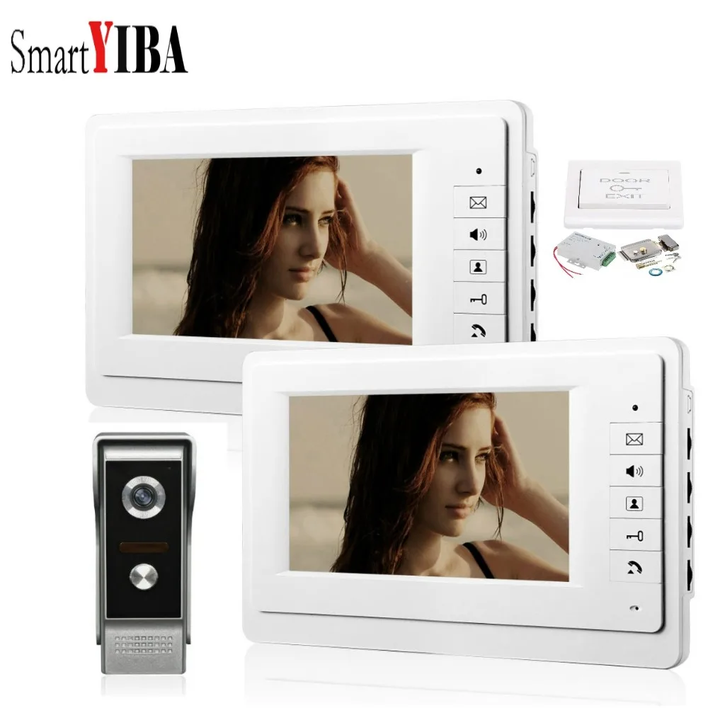 

SmartYIBA Wired 7inch TFT LCD Screen Video Door Phone Intercom Doorbell House Gate Entry Security System Kit 1000TVL Camera
