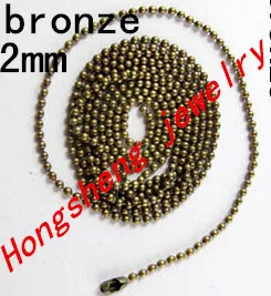 

Wholesale bronze color 70cmx2mm 100 pcs/lot Long:70cm, Beads:2mm ,Ball Chain Necklace W / Connector