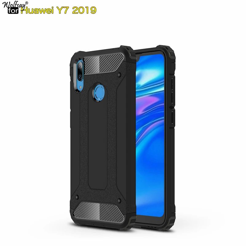 

Wolfsay For Case Huawei Y7 2019 Cover Durable Armor TPU & PC Case For Huawei Y7 2019 Case For Huawei Y7 2019 Business Fundas