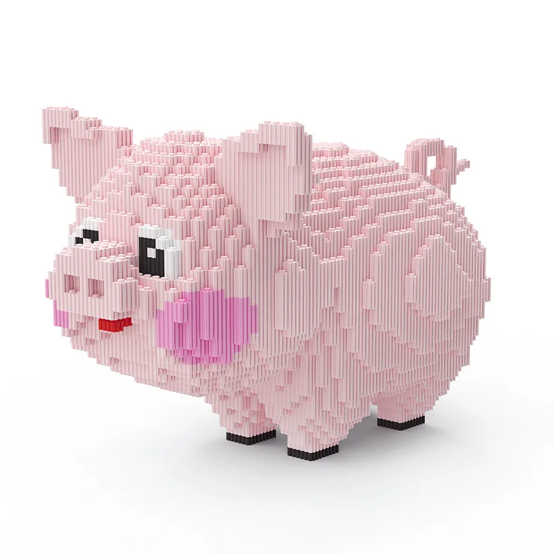 

7006pcs Particle Building Blocks Creative Pink Pig Block Diy Hand-inserted Building Blocks Kid's Toys Animal Lovely Pig Brick