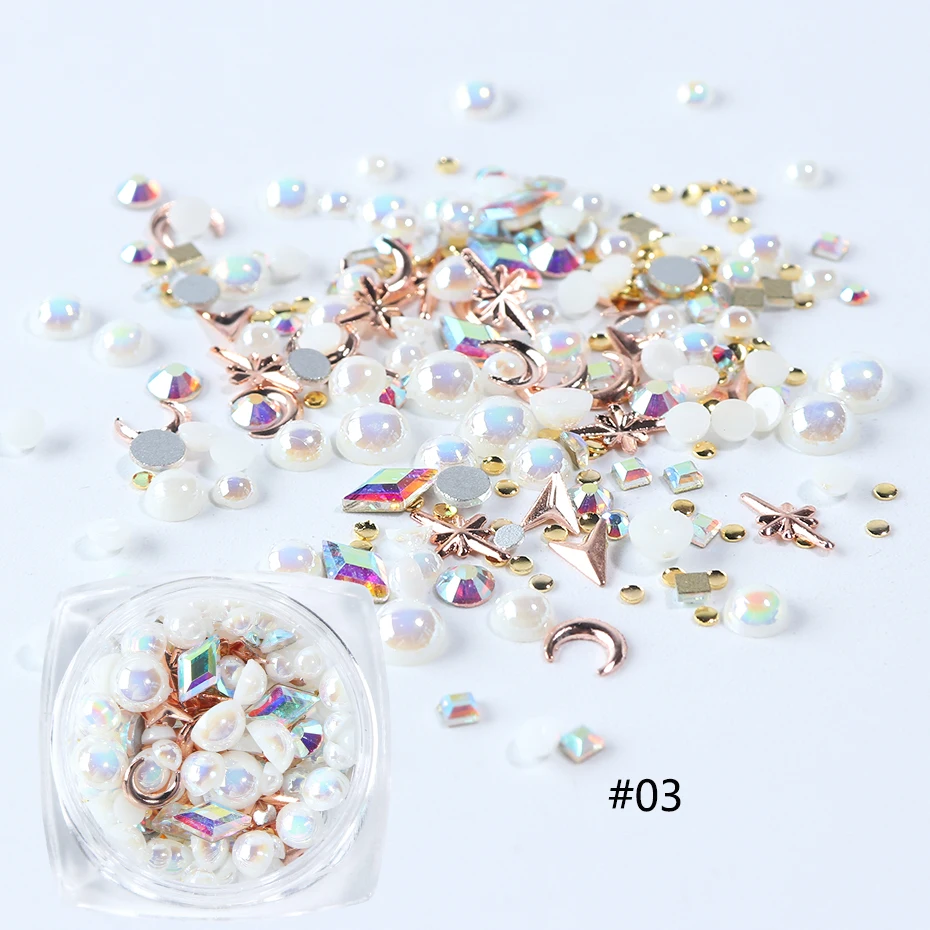 3D Mix Sizes Crystal AB Rhinestones Nail Art Decorations Charm Flatback Glitter Beads Jewelry Stones Manicure Accessories LA1018 (8)