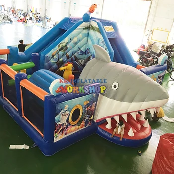 

School party use inflatable fun city park bouncy castle jumping house,Ocean World Sea Shark Combo bouncer