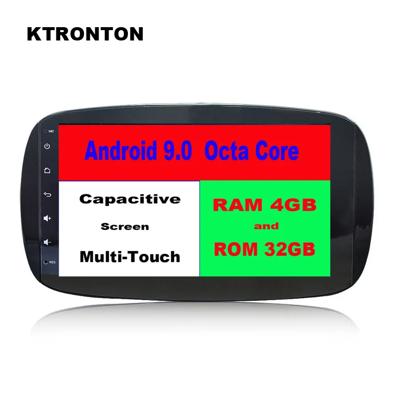 4GB RAM 8 Octa-core Android 9.0 Car DVD Player for Mercedes Benz Smart Fortwo 2015-2018 Radio GPS Navigation Wifi DVR DAB+ 4G
