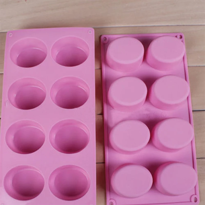 JX-LCLYL 8-Cavity Oval Shape Soap Mold Silicone Chocolate Cake Cookie DIY Fondant Mould