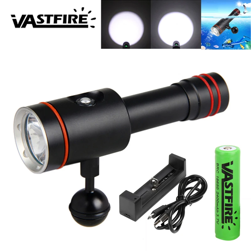 Vastfire Led Mount Diving Flashlight Underwater 100m Waterproof