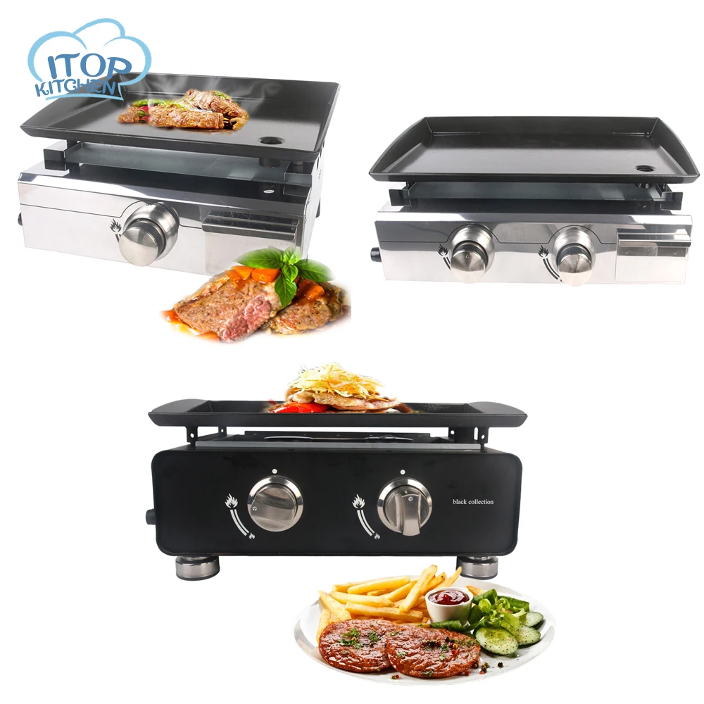 stainless steel BBQ hamburger LPG gas griddle&grill Ship From USAin