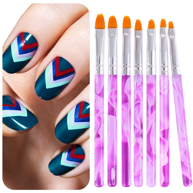 

Mtssii 7pcs/set UV Gel Acrylic Nail Art Brush Set Professional Nail Polish Drawing Pen Manicure Nails Tips Painting Brush Kit