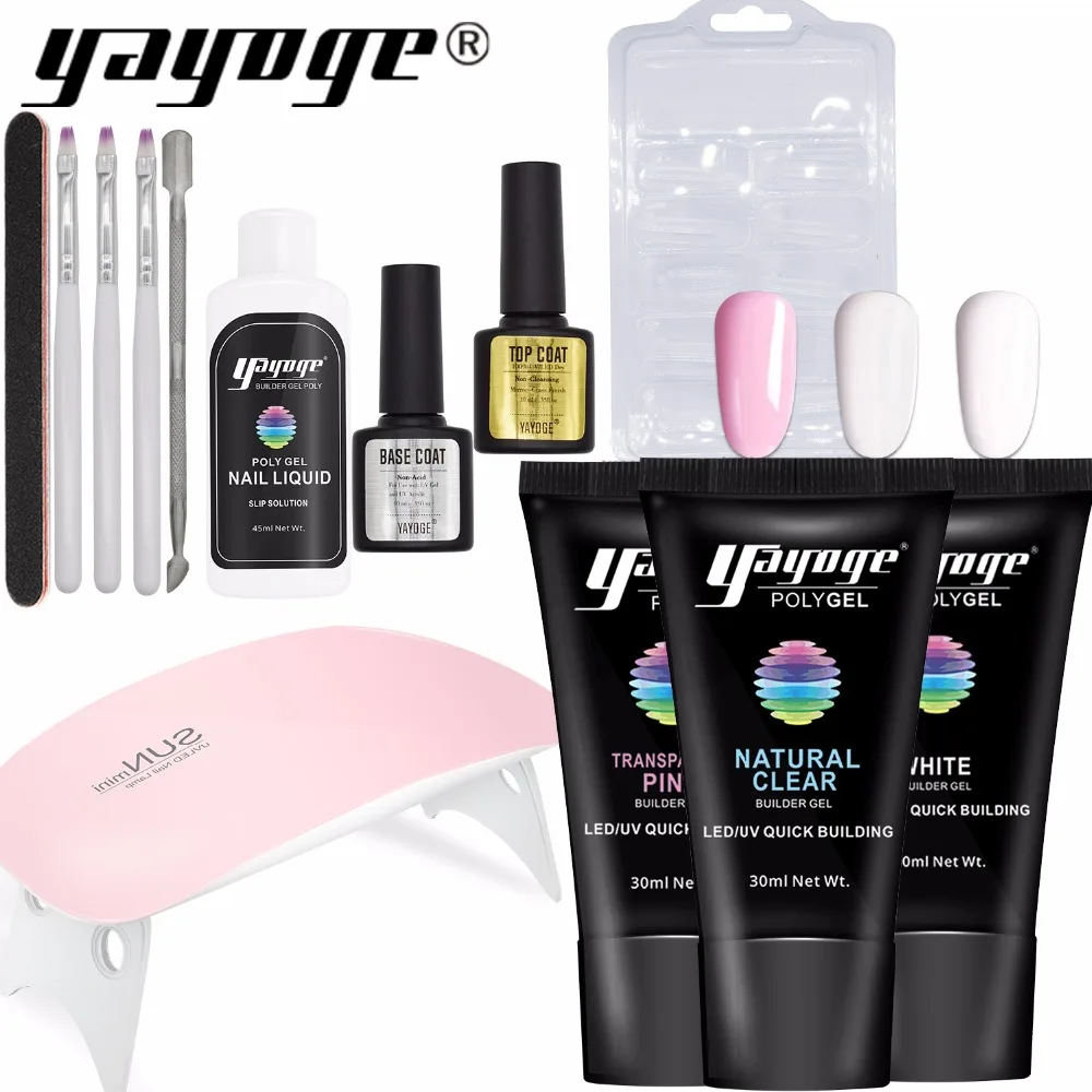 Yayoge poly gel set nail polish art sale quick building nail extension UV gel varnish polygel clear pink gel lacquer kit