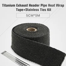 Titanium 5CM x 15M Fiberglass Heat Shield Tape for Car Motorcycle CarBole Exhaust Pipe Heat Insulating Wrap Tape Red High Insulation Cloth