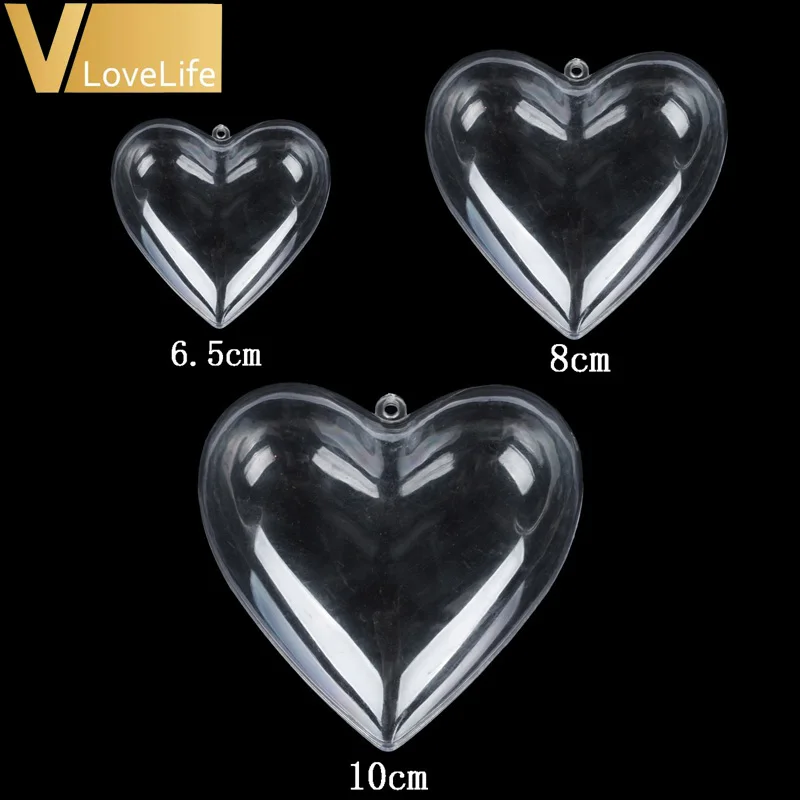 

10Pcs/Lot Christmas Decoration Clear Plastic Balls Transparent Bauble Xmas Ornament Heart Shape Romantic Tree Wedding Gift