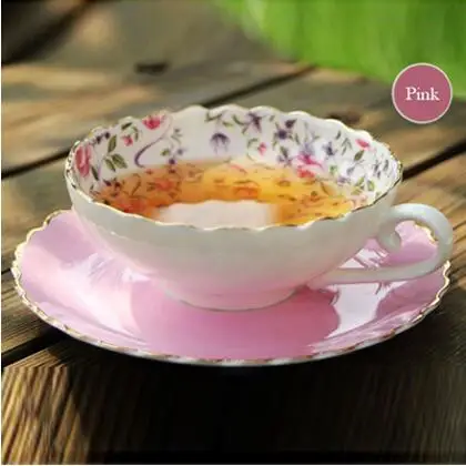 Английский послеобеденный чай, Высококачественная кофейная чашка и блюдце из костяного фарфора, чашка в японском стиле, европейская чашка - Цвет: Розовый