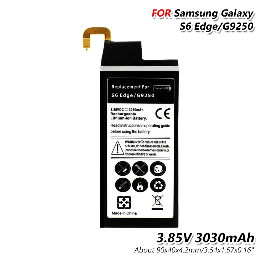 3,85 V 3030mAh сменная батарея для телефона samsung Galaxy S6 Edge G9250 G925F с разъемом и ремонтным комплектом для телефонов, подарочные наборы