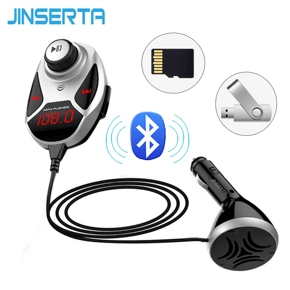 JINSERTA Handfree Car Kit Bluetooth FM Transmitter MP3 Audio Player