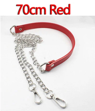 DIY 70 см, 100 см, 120 см металлические серебристые цепочки сменные ремешки для сумок, сумок, кошельков с ручками и ремнем из искусственной кожи - Цвет: 70cm Red