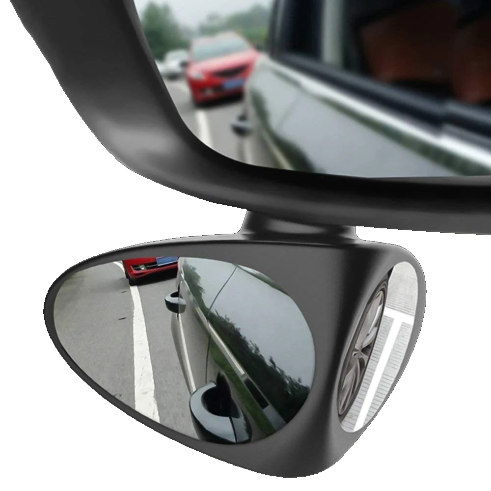 Blind Spot Adjustable Car Mirror Rotate Suction Cup Black