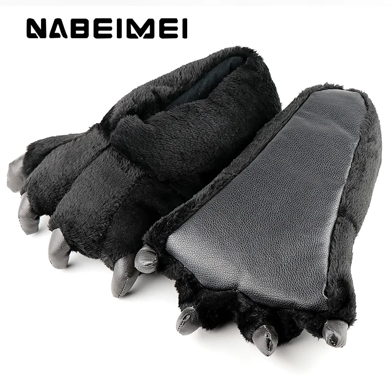 comprar Mulheres chinelos tamanho Grande 39 46 senhoras chinelos em casa moda totem garras de urso veludo sólido sintético engraçado mulher sapatos