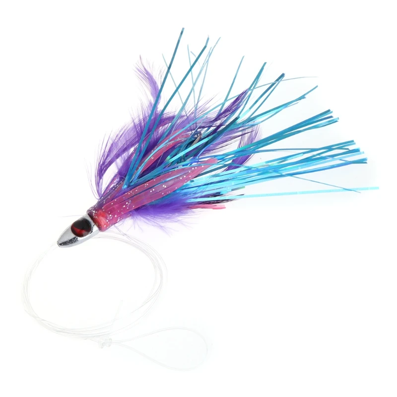 

Fishing Bait With Lead Head Feather Lure Octopus Squid Trolling Skirt Accessory