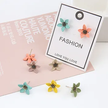 

Flowers shape color 40pcs/lot handmade 17mm alloy women stud charms earrings diy jewelry pendant accessory