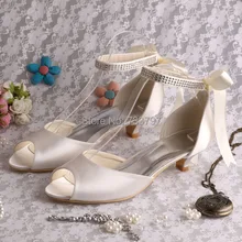 (20 Цветов) Wedopus Удобные Peep Toe Низком Каблуке с Лентой Marfil Свадебная Обувь Сандалии