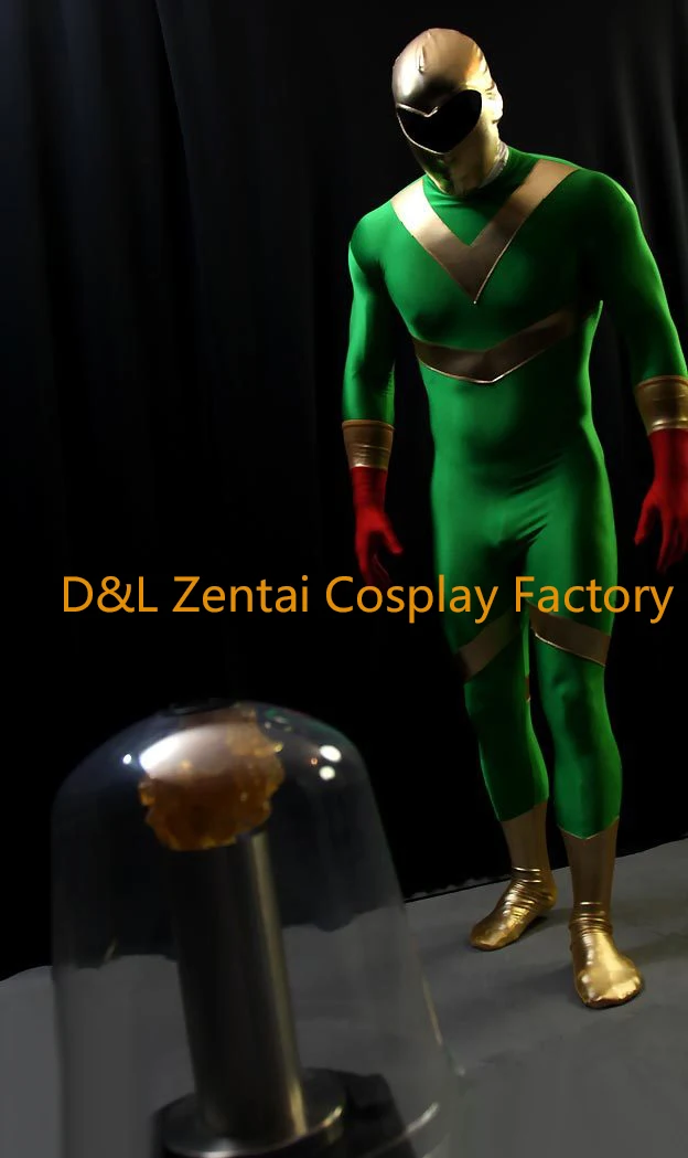 DHL взрослых полный Средства ухода за кожей зеленый супер герой лайкра спандекс Zentai чулки капюшон Съемная LS1507