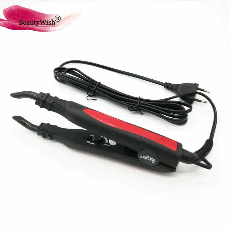Ajustar-temperatura de Fusão da Extensão do Cabelo Conector de Ferro Fusão da Extensão do Cabelo Vermelho e Preto 1 pc 5 Apliques e perucas