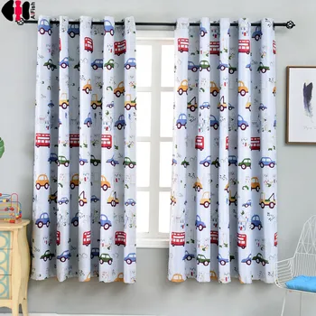 

1 PCS W100xL200cm Car Bus Print Short Curtains For Kids Boys Cartoon Bedroom New Home Decoration Drapes PC012C
