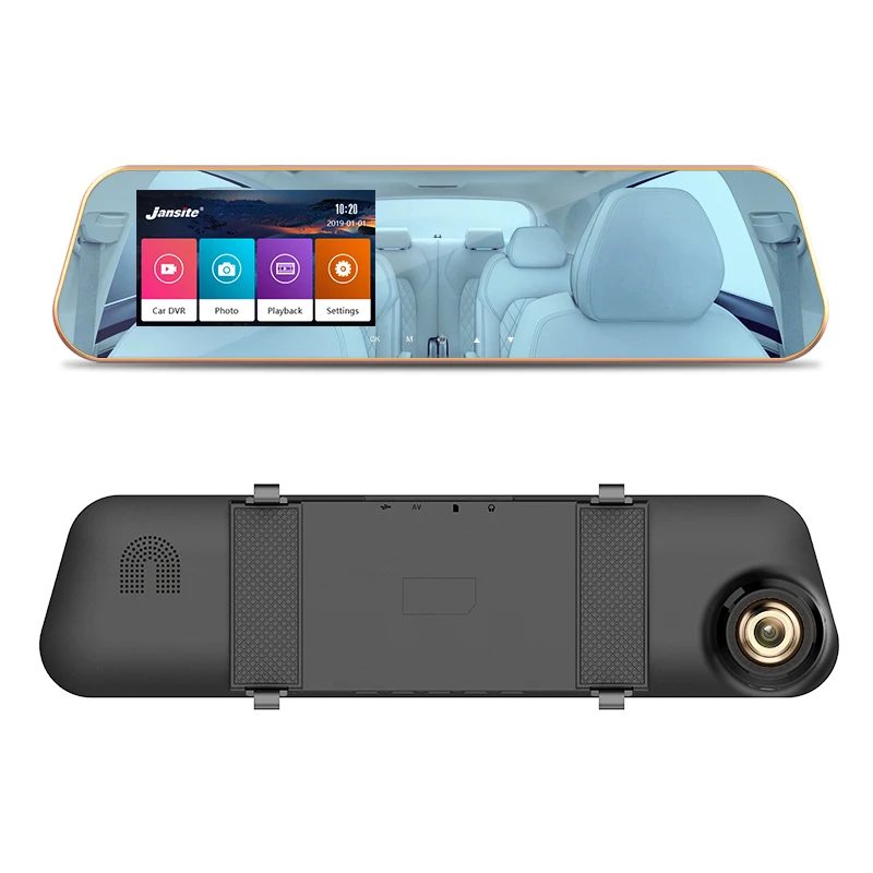 Автомобильный видеорегистратор Jansite 4," FHD 1080P с сенсорным экраном, видеорегистратор с двойным объективом, автомобильная камера s, видеорегистратор, зеркало заднего вида с резервной камерой