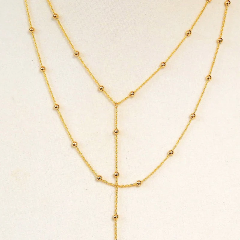

Sexy Round Bead Long Necklace For Women Layered Necklace Clothing accessories