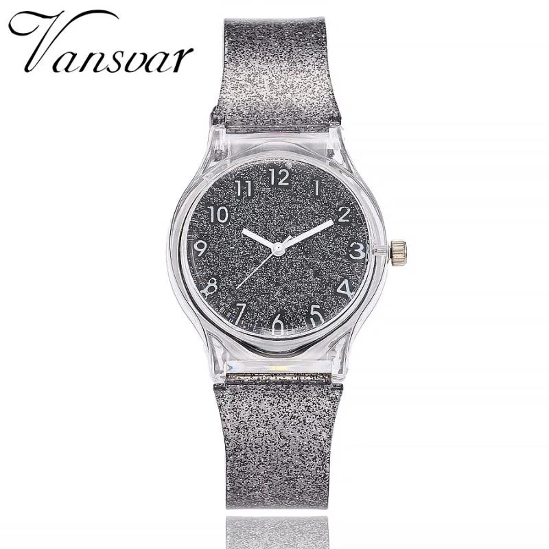 

Vansvar watches women Fashion Silicone Transparent Plastic women watches cute ladies dress Watch Gift Hot sale relojes mujer#11C