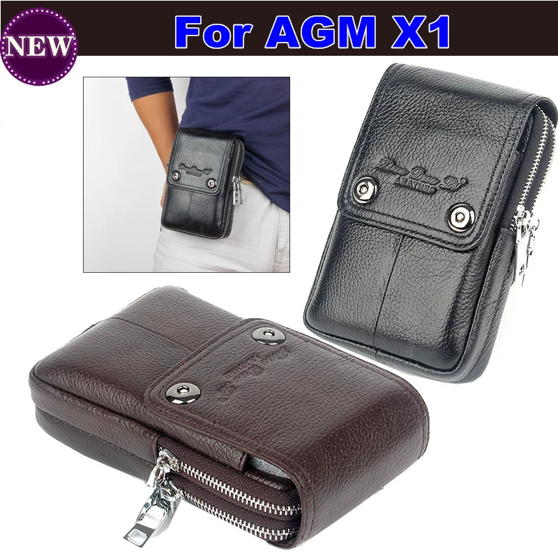 

2017 Hot ! Genuine Leather Carry Belt Clip Pouch Waist Purse Case Cover for AGM X1 Mobile Phone Bag Mobile Cell Phone Bag