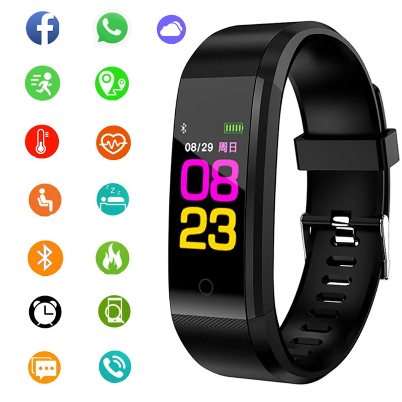 Smart Bracelet Wristwatch Fitness Heart Rate Blood Pressure Pedometer Sports Wristband Smart Watch Men Women For IOS Android