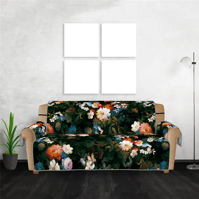 

Sofa Cover Black Folral Printed Slipcover Seat Couch Cover Sofa Seat Mat Cotton Cloth Four Seasons Sofa Towel cubierta sofa #15