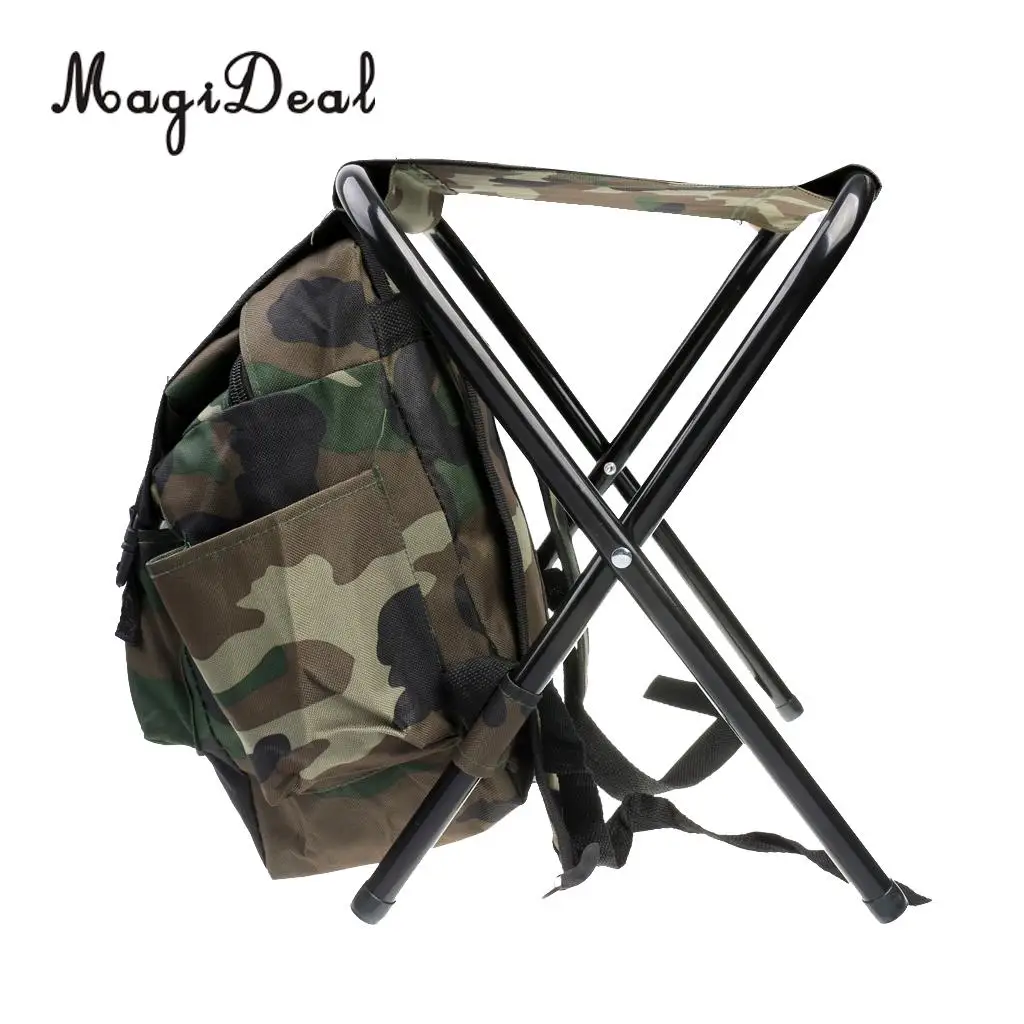 MagiDeal 2 in 1 Oxford Cloth Fishing Stool Tackle Backpack Foldable Seat Camping Hunting Rucksack wear-resistance fishing Tool