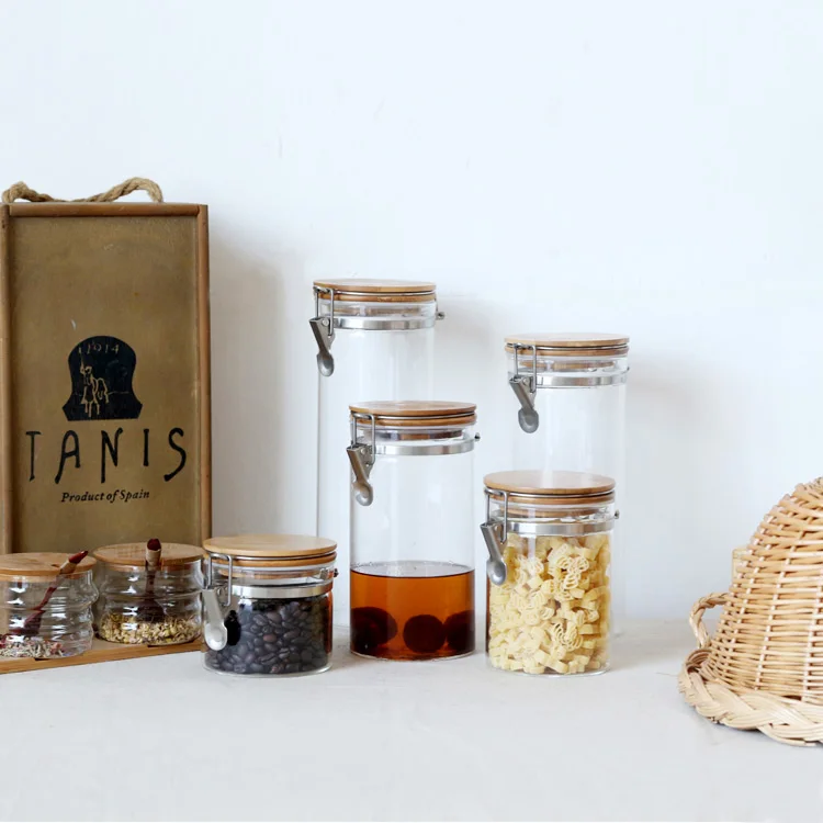 1800ml zakka borosilicate glass storage bottles jars with lid large capacity honey candy jar kitchen container | Дом и сад