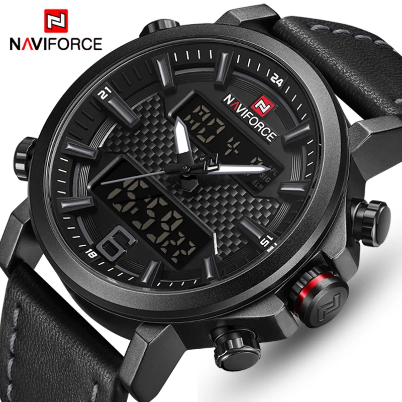 

NAVIFORCE Luxury Brand Men Analog Digital Leather Sports Watches Men's Army Military Watch Man Quartz Clock Relogio Masculino