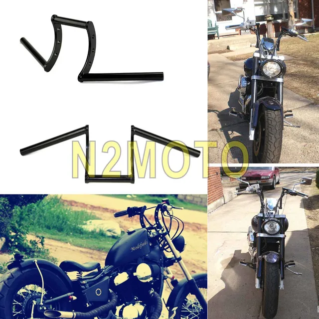 Black 1" Z Bars Drag Bar Motorcycle Handlebars Pullback 1 Inch Handle