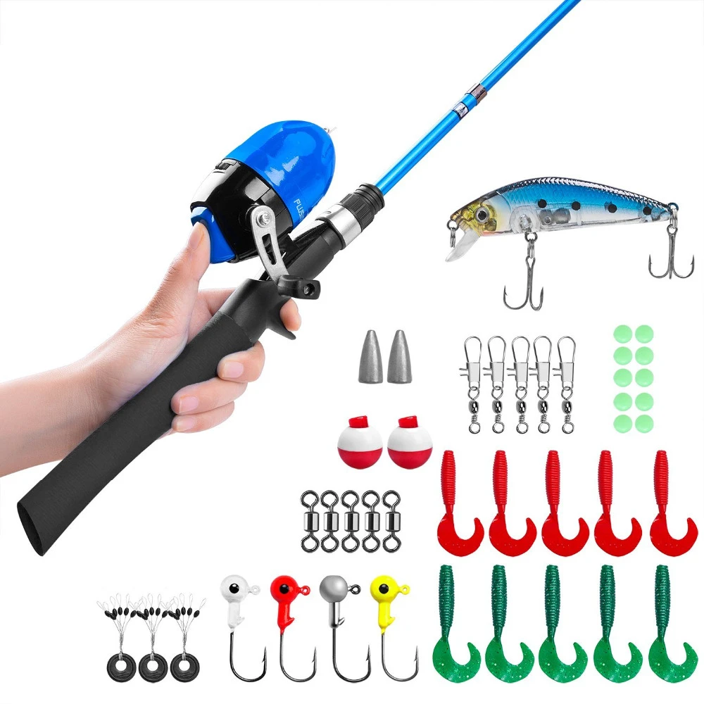 Plusinno Kids Fishing Pole Telescopic Fishing Rod And Reel Combos With Spincast Fishing Reel And String With Fishing Line Fishing Rods Aliexpress