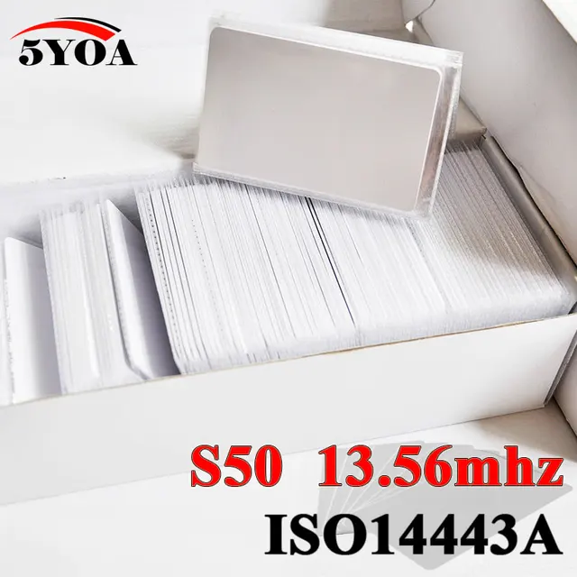 5YOA 1000pcs/Lot IC Card 13.56MHz ISO14443A S50 Universal Label RFID Tag  Access Control Card 1