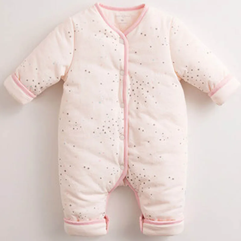 

Winter Newborn Baby Boys Jumpsuit Infant Overalls Baby O-Neck Romper Toddler Baby Patterns Cotton Outerwear Girls Outfits E208