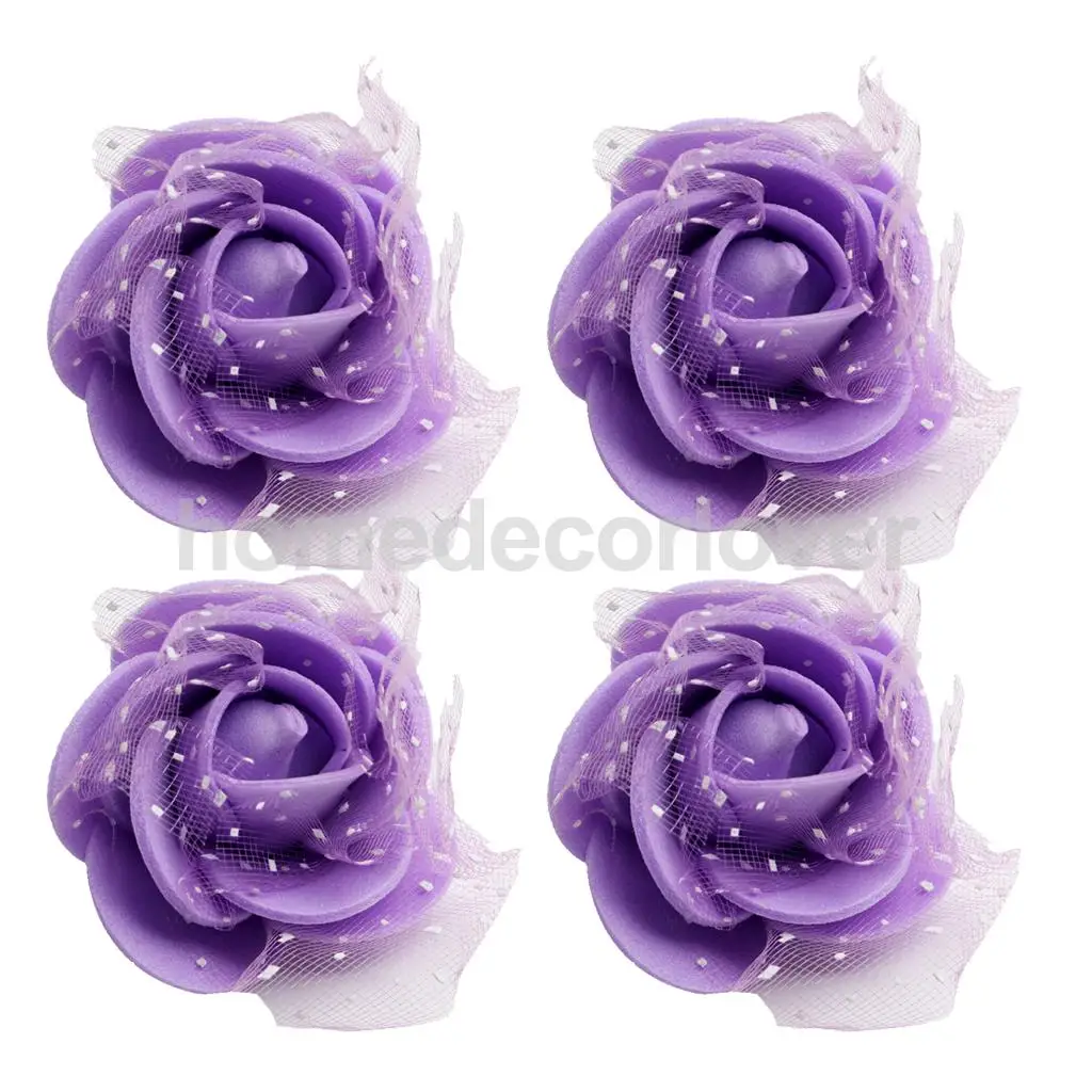 50 Pieces Many Color Mini Artificial Foam Mesh Rose Flower Heads Embellishment for Wedding Crafts 4cm