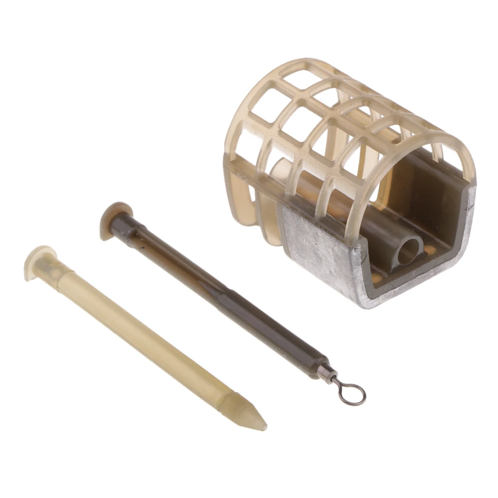 2pcs 30g Cage Feeder Coarse Barbel Fishing Swim Feeder Bait Lure Cage with Lead Sinker, Size S & L