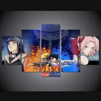 

5 Panels Wall Art Anime Naruto Kakashi Hatake Uzumaki Sakura Paintings Wall Decor Canvas Unframed
