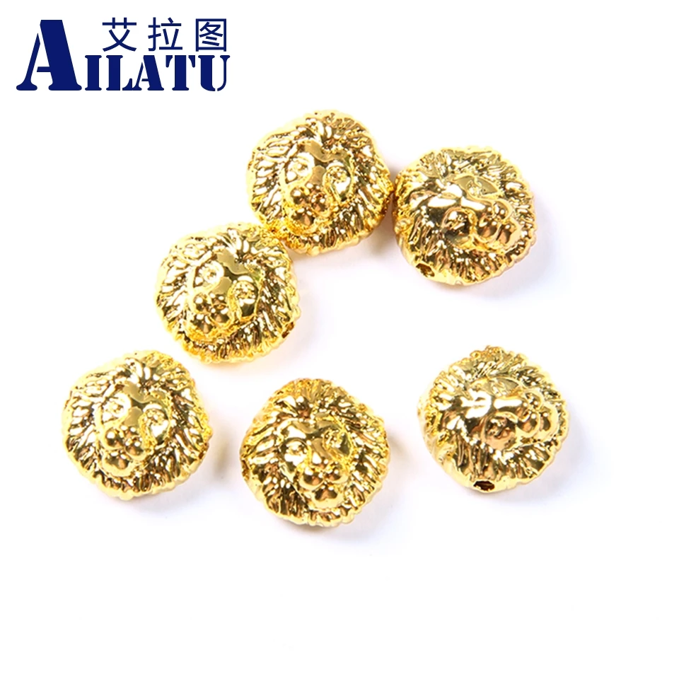 

Ailatu Powerful Lion Head Charm Decorated for DIY Fashion Bracelet or Necklace Jewelry Advanced Plating Copper Beads
