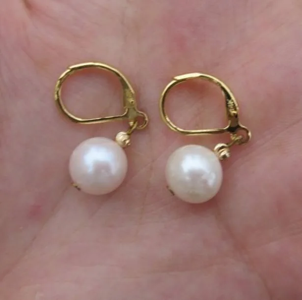 

CHARMING NATURAL AAA++GOLDEN SOUTH SEA PEARL DANGLE EARRING 14k/20 GOLD