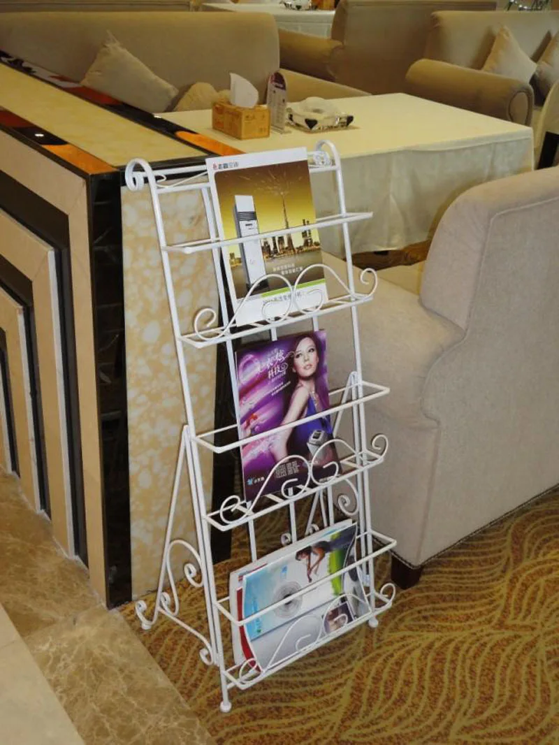 6 قطع خمر ثلاثة طبقة معدن الحديد مجلة رف رف الكتب الطابق الصلب قاعة ستيريو صحيفة عرض الرف ZA4634