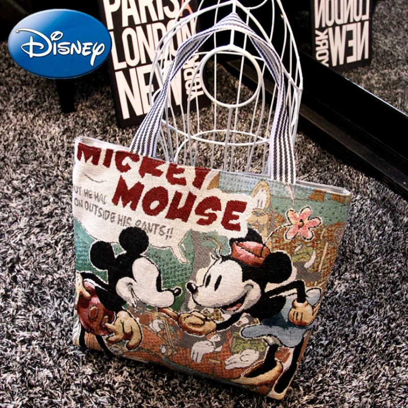 Disney Новая Винтажная Женская Холщовая Сумка через плечо с Микки Маусом большие